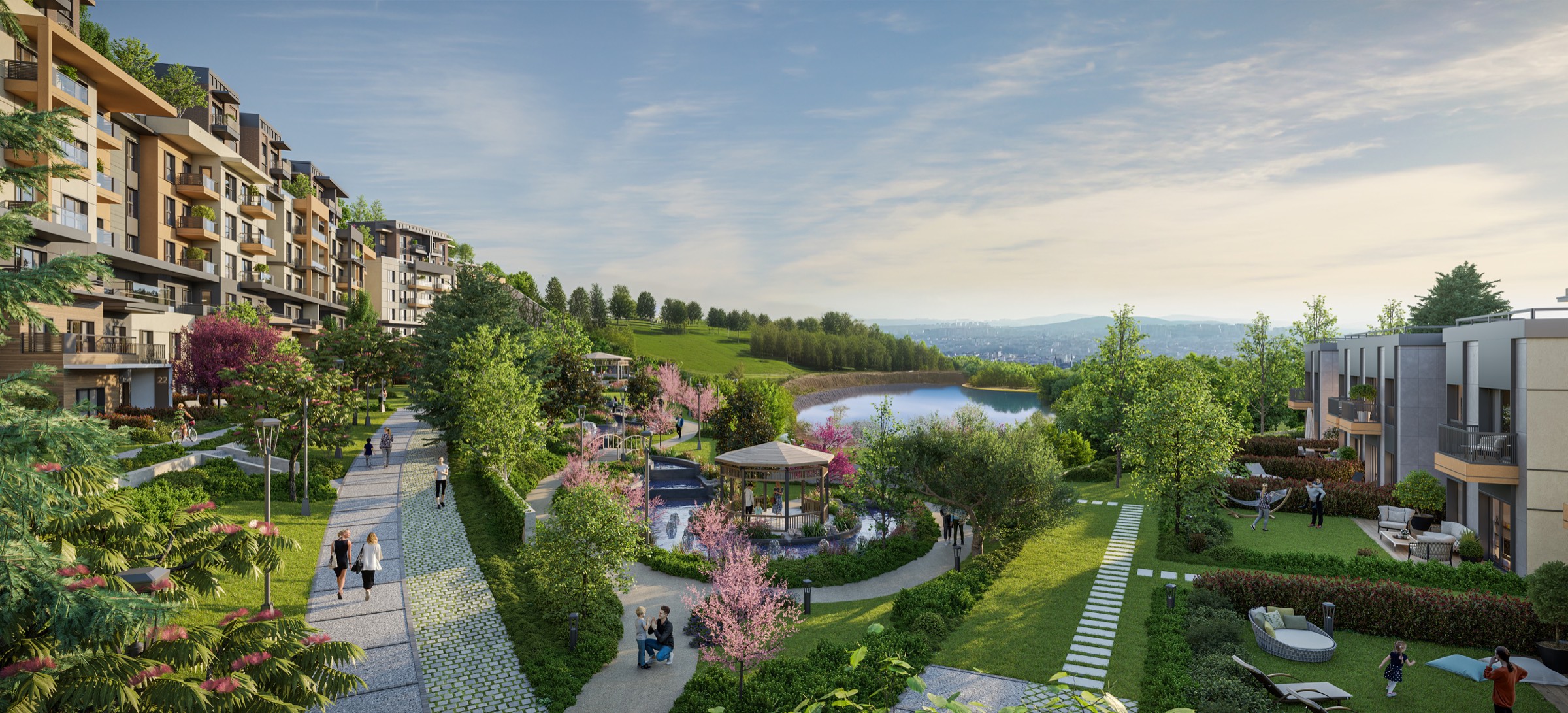 تراس و فضای زندگی در پروژه مسکونی لوکس استانبول