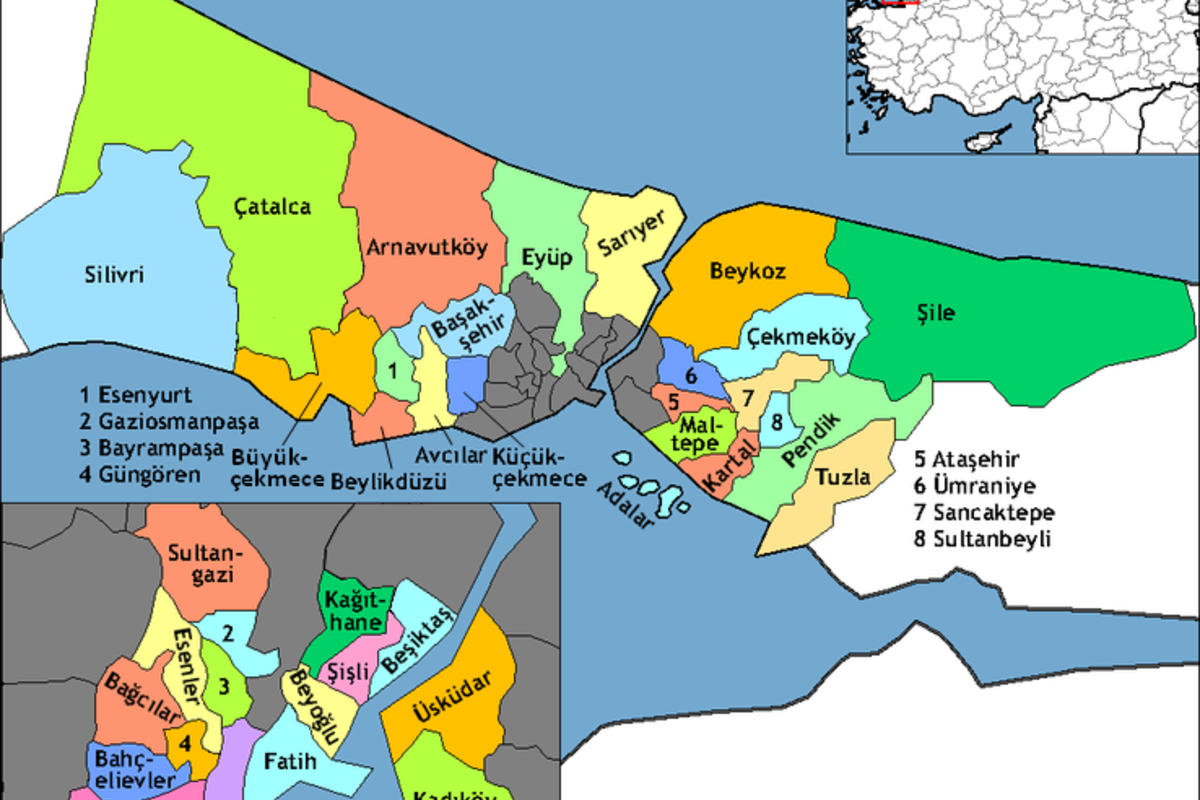 نقشه مناطق استانبول