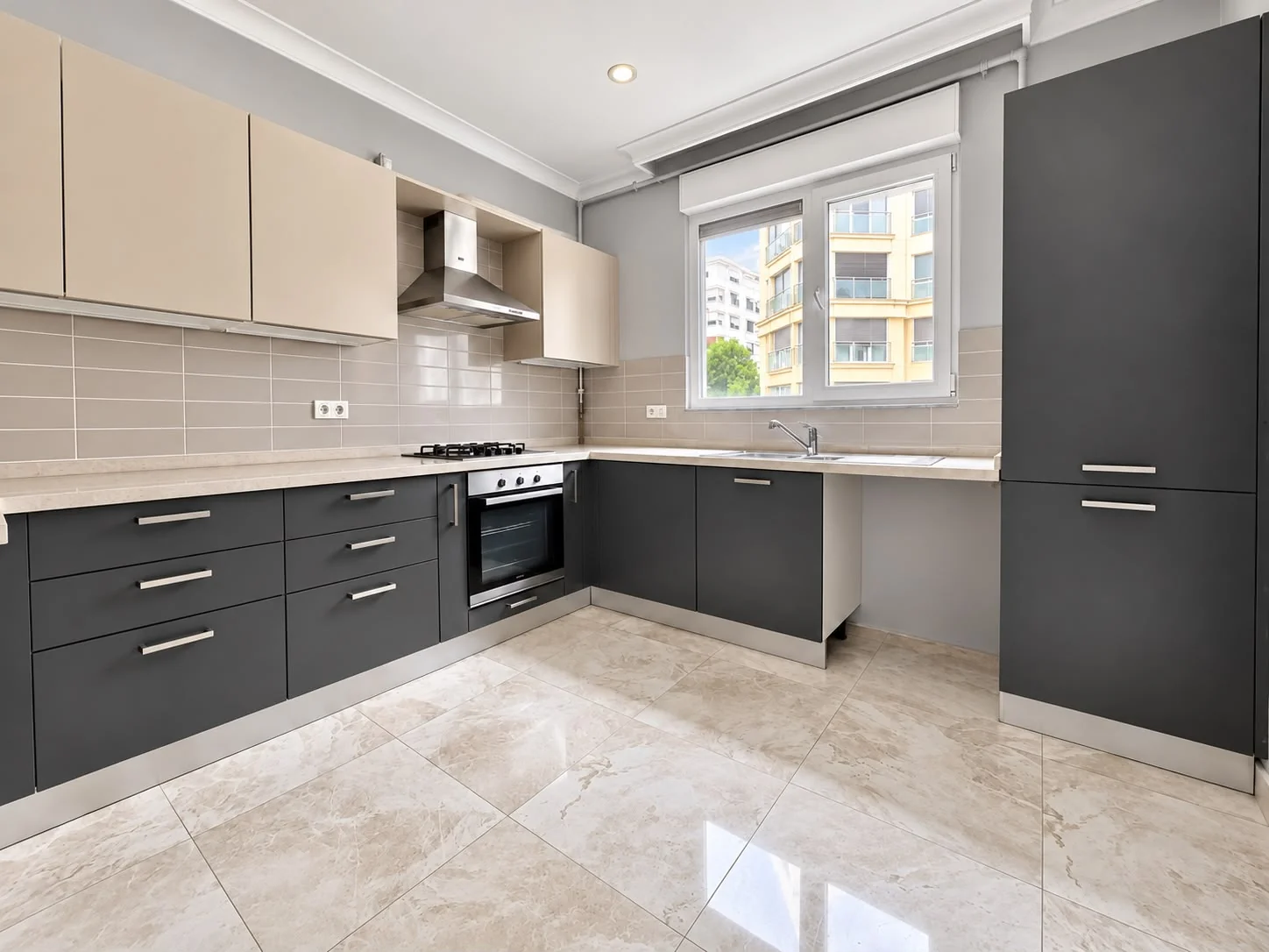 Separate, bright kitchen