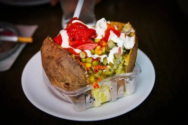 Kumpir (Turkish stuffed baked potatoes)