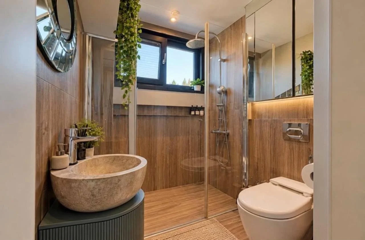 Bathroom with shower enclosure